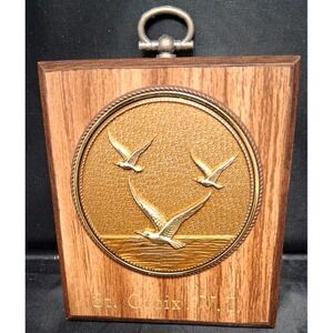 Vintage‎ St. Croix, V.I. Wood Plaque w/Raised Metallic Flying Geese